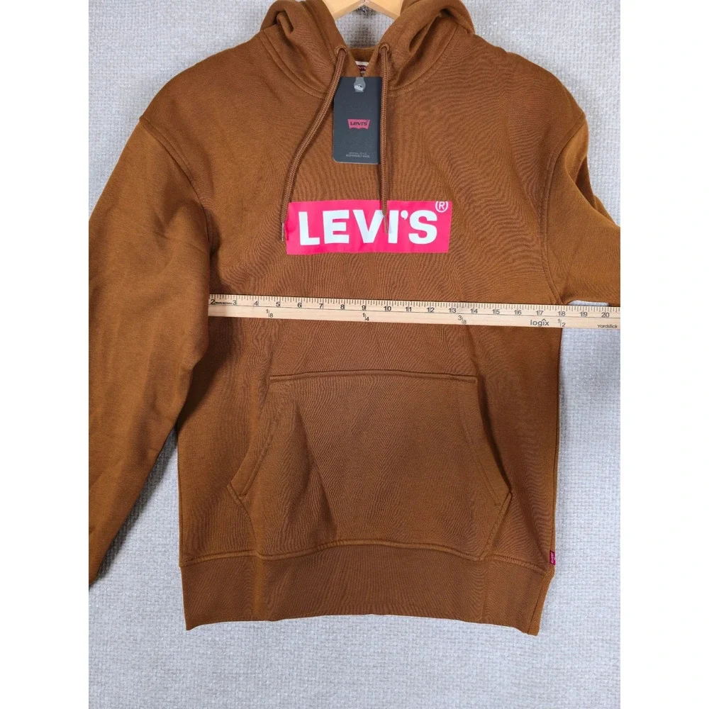 Levis Mens Relaxed Graphic Hoodie Brown‎ Pink Box Logo Size XS New